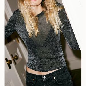 NWT FREE PEOPLE Mesh So Well Layering Top. Black. Small.